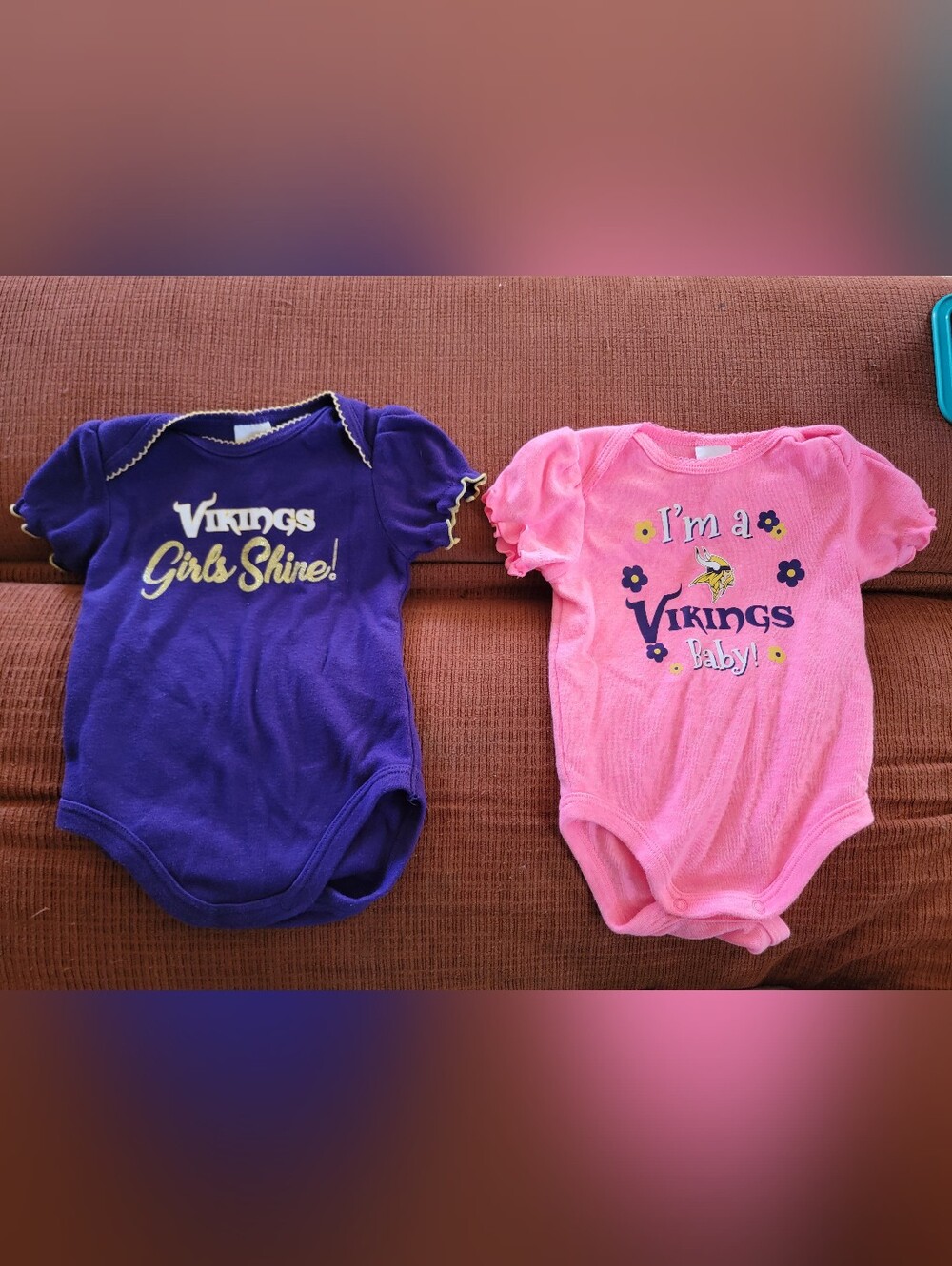 NFL Purple and Pink Baby Girls Vikings One-Piece Bodysuit Duo